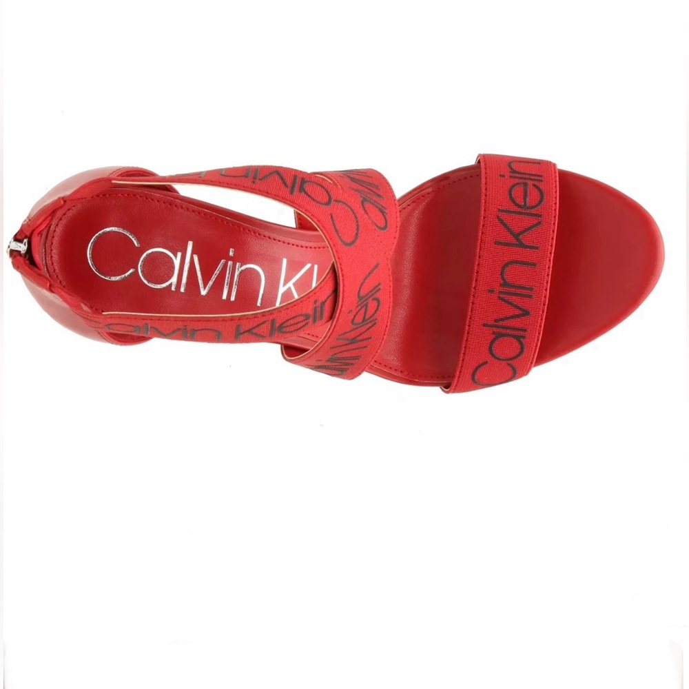 Calvin Klein red elastic heels size 7.5 M - Picture 2 of 6